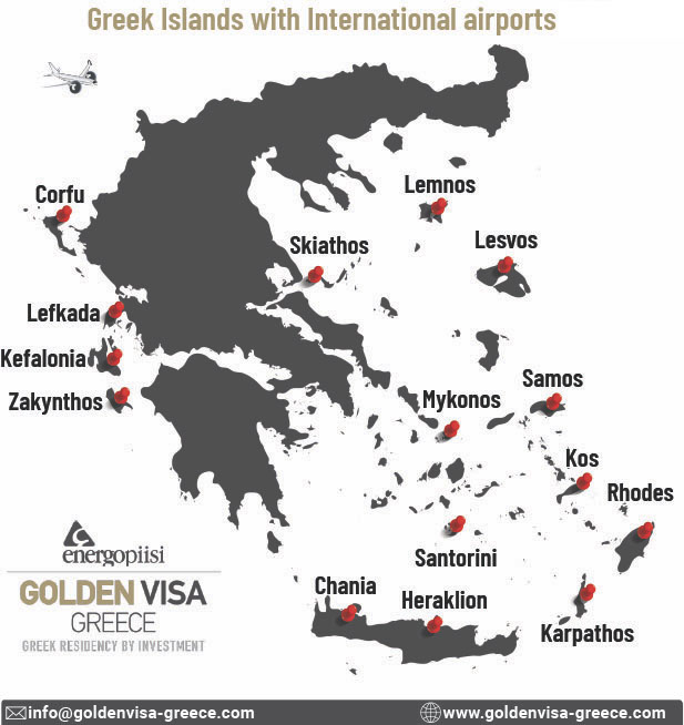 map of international airports in greece