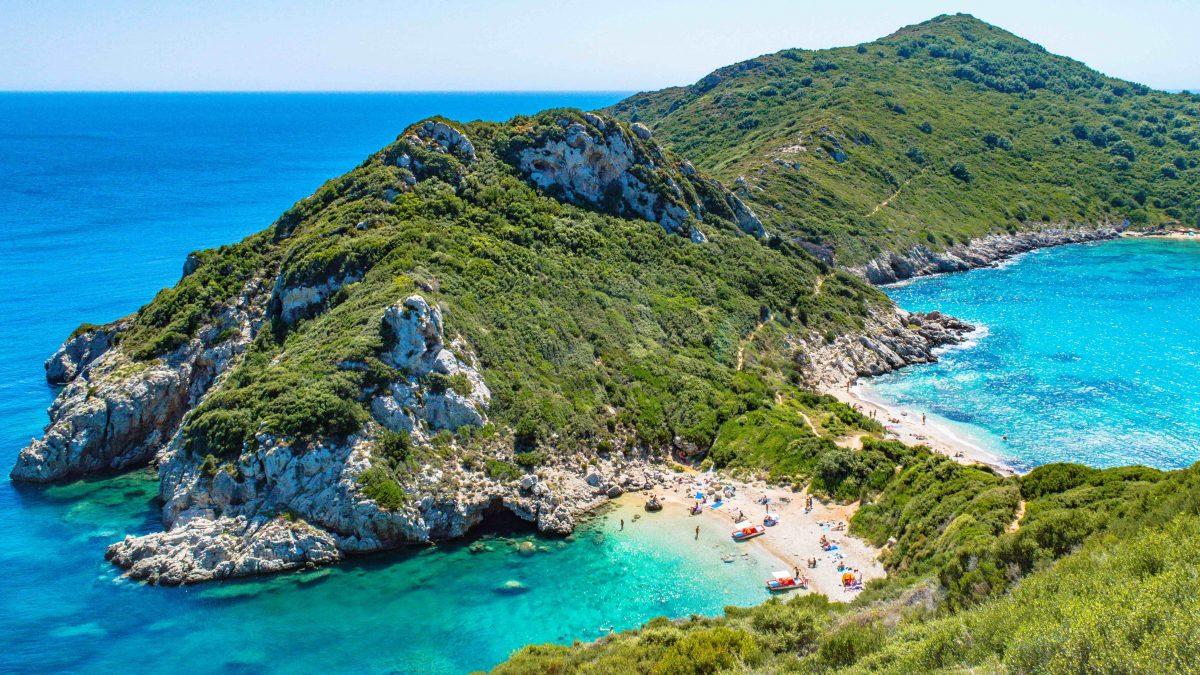 Beach in Corfu, Greece, Porto Timoni