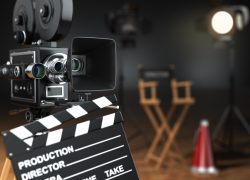 Video,,Movie,,Cinema,Concept.,Retro,Camera,,Flash,,Clapperboard,And,Director's