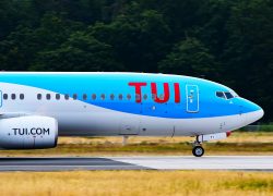 Frankfurt,germany-july,14,2019:,Tui,Airlines,Boeing,737-800,In,Airport. Frankfurt,germany-july,14,2019:,Tui,Airlines,Boeing,737-800,In,Airport.