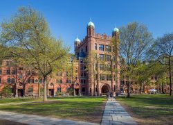 Yale,University,Buildings,In,Spring,Blue,Sky,In,New,Haven,